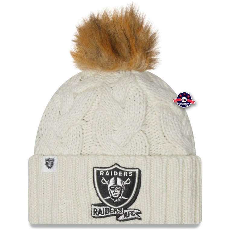 LAS VEGAS RAIDERS - NFL Pom Pom Black / White One Size NEW ERA Beanie Hat  NEW 